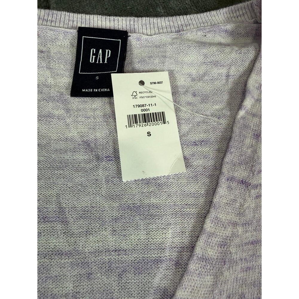 GAP Sweater Womens Small S Purple V-Neck Long Sleeve 100% Cotton NWT Lightweight - Picture 5 of 7